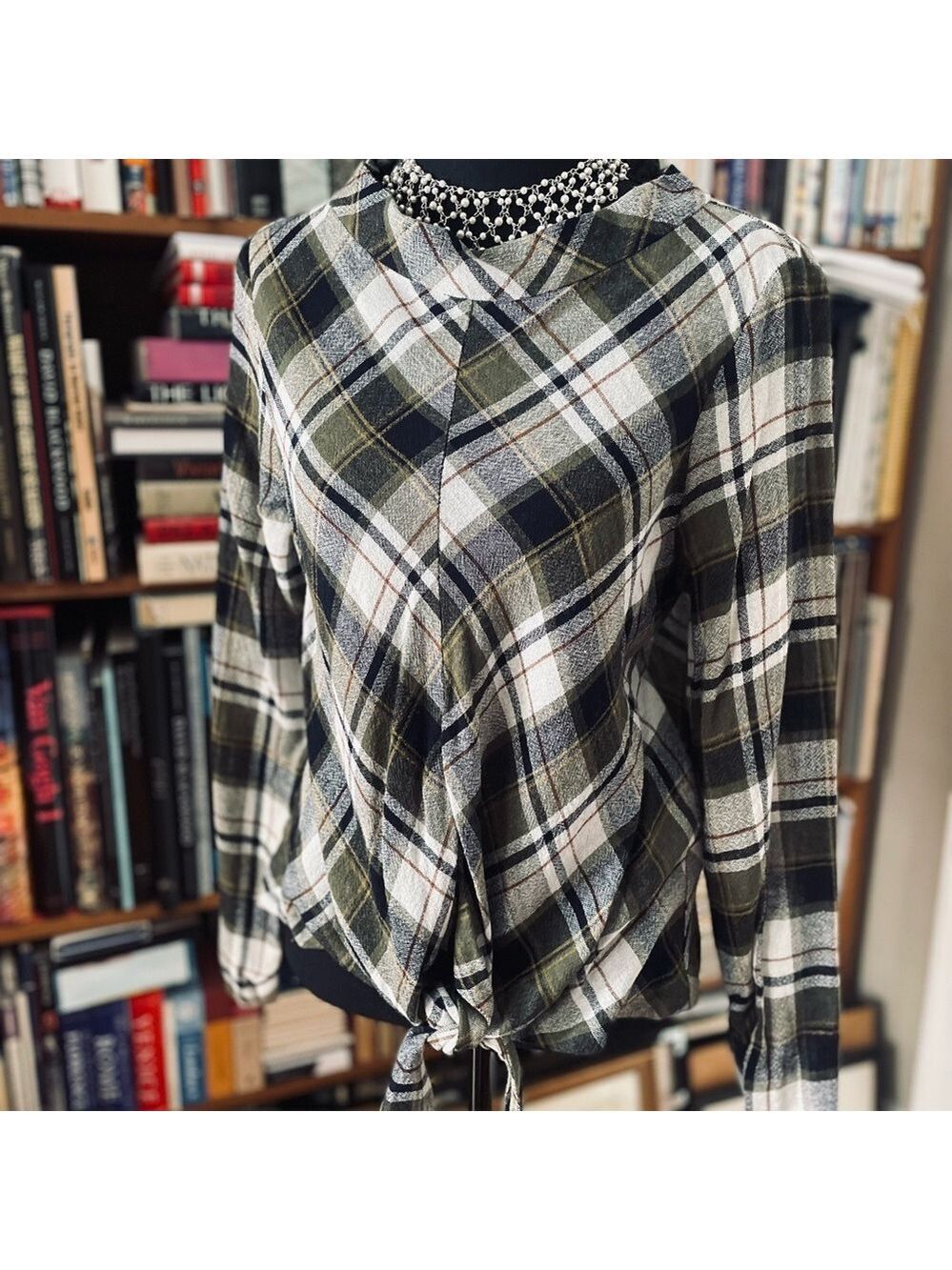 Zara Collection Chic Tartan Plaid Tie-Front Blouse - Size M but SEE NOTES!